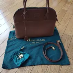 HIGH CLASSハイクラス レザー ハンドバッグ 2Way ブラウン