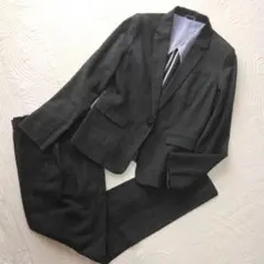 SUIT SELECT【洗える】パンツスーツ　チェック　グレー