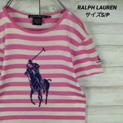 レディース☆ラルフローレン　半袖Tシャツ　ボーダー　ビッグポニーSペルー製ゴルフ