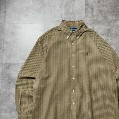 00s ラルフローレン 刺繍ロゴ　ギンガムチェック　ボタンダウンシャツ