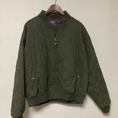 90s ポロラルフローレン キルティングジャケット XL オイルドクロス