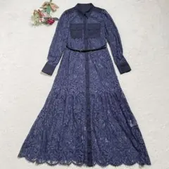 グレースコンチネンタル フラワースパンコール刺繍ワンピース 36