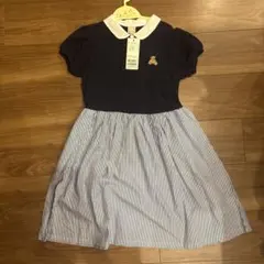 【新品未使用】petit main テディベア刺繍 ワンピース 130cm