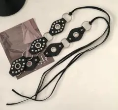 ベルト　スタッズ付きレザー風ベルト　黒　ウエスタン　ボヘミアン