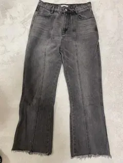 classicalelf 裾フリンジセミフレアデニムパンツ L