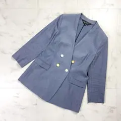 美品 INDIVI ダブルブレストジャケット ネイビー サイズ38*ND289のサムネイル
