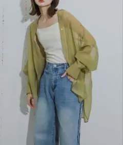 未使用に近い★ シアーシャンブレーシャツ