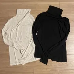 美品♡UNIQLO極暖ヒートテックカシミヤブレンドタートルネック2枚セット