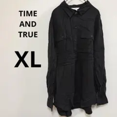 TIME AND TRUE 【XL】ブラック長袖シャツ ロールアップ袖 シンプル