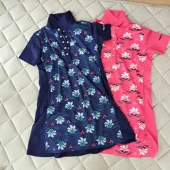 花柄ポロワンピース ネイビー＆ピンク２枚セット！