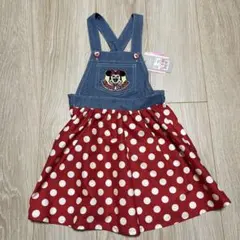 ミニーマウス ジャンバースカート 赤水玉