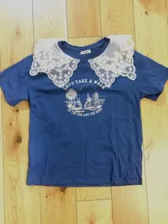 SamanthaMos2 青 レース襟 Tシャツ