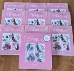 アシェット はじめての立体刺しゅう 冊子9冊バインダー1冊刺繍手芸材料未使用品