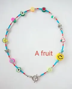 値下げしました♪ ターコイズ ニコちゃん 陶器 ビーズ ネックレス A フルーツ