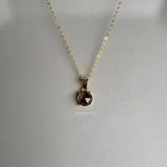 スモーキークォーツ　ネックレス　18KGP ラウンド　ローズカット　小ぶり