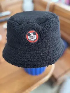 ミッキーマウス フリースバケットハット 黒