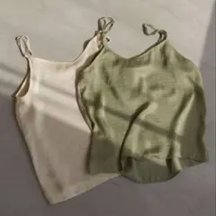 satin camisole set ivory&greenのサムネイル