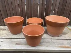 テラコッタ 植木鉢 4点セット 素焼き 鉢植え ガーデニング