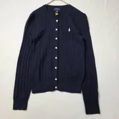 ✨美品✨ポロラルフローレン黒 ケーブルニットカーディガンS相当 HN318