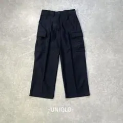 UNIQLO/カーゴパンツ/L/黒/ワイドシルエット/綿/カジュアル/シンプル