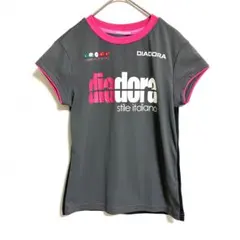ディアドラ テニスウェア 半袖Tシャツ ロゴ ピンク グレー レディースMサイズのサムネイル