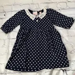 新品 入卒 110cm(4.5歳) マザウェイズ ネイビードットワンピース