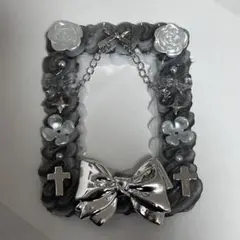 ホイップデコ　グレー　リボン　トレカケース