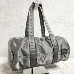 美品 ポーター タンカー ドラムバッグ ミニボストン グレー