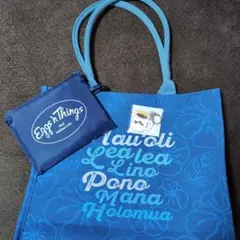 Eggs'n Things 青色トートバッグ エコバック 非売品キーホルダー