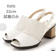fitfit ホワイト メッシュ サンダル コルク調ヒールのサムネイル