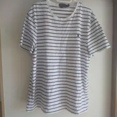ポロラルフローレン　半袖Tシャツ　ボーダー　刺繍ロゴ　コットン　メンズXL