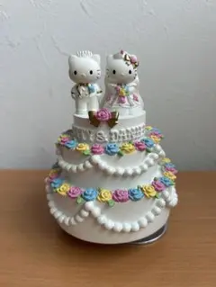当時物】ハローキティ＆ダニエル ウェディング オルゴール ケーキ型 箱