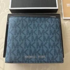 MICHAEL KORS 青 レザー 二つ折り財布のサムネイル