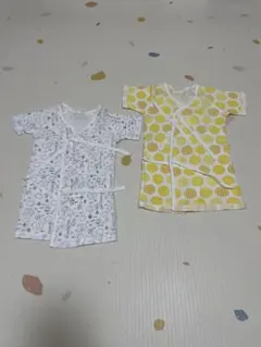 動物柄と水玉柄の新生児長肌着2点セット