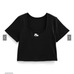 グレイル　ロゴ刺繍スクエアネックショート丈Tシャツ[pm404a]