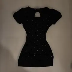 黒　ロング丈トップス　ガーリー　ウィッシュコア半袖