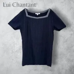 【Lui Chantant】　スクエアネック　半袖ケーブルニット　 38 黒のサムネイル