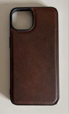 【人気】iPhone13 / 14 ケース レザー調 シボ革風 ブラウン 茶色