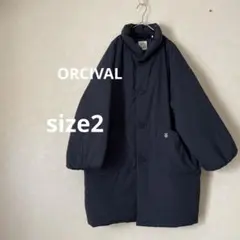 ORCIVAL スタンドカラーロングブルゾン ネイビーオーシバル コート中綿