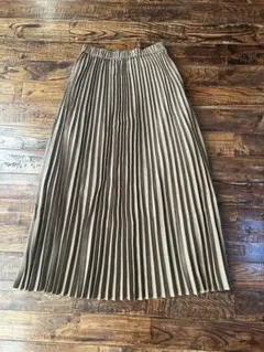 BEAMS HEART ベージュ プリーツスカート スエード風