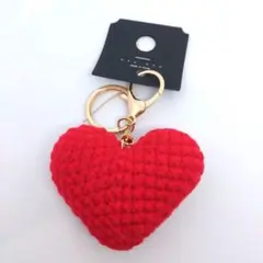 韓国　もこもこ　ハート　キーホルダー　 赤　匿名配送