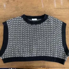 LOWRYS FARM ニット ベスト黒白