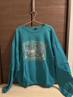 プーさん　トレーナー　ターコイズブルー　古着　ヴィンテージ