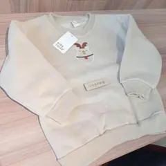 トナカイ　クリスマス　ベージュ　キッズ　スウェット　ユニセックス　80　裏起毛