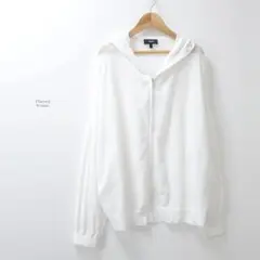 美品☆21SS☆セオリー コットン シアー 透け感 パーカー ホワイト