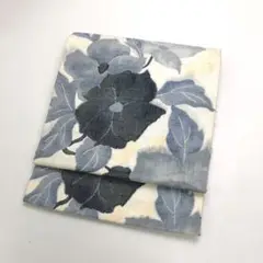 名古屋帯 真綿紬 花模様 乳白色 KO-1563