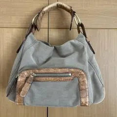 SAZABY サザビー 帆布 キャンバス×本革 レザー ハンドバッグ