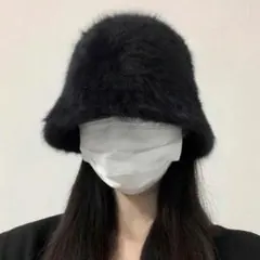 ファー バケットハット 黒