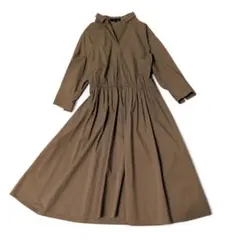 美品　アンタイトル　ロングシャツワンピース　綿　スキッパー　ギャザー　ゆったり