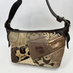 COACH シグネチャー　レオパード　パッチワーク　ショルダーバッグ　y2k
